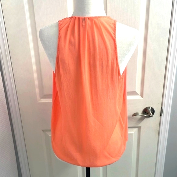 Wilfred Light Orange Draped Sleeveless Button Down Tank Top 100% Silk - Picture 4 of 7